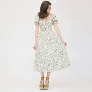 Hill House Green Floral Midi Dress